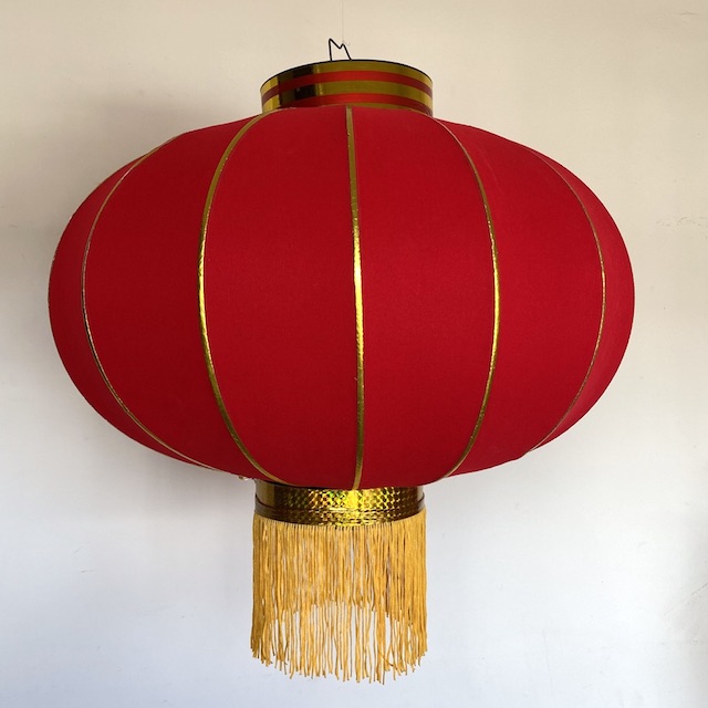 LANTERN, Asian - Red Lycra Fabric w Gold Trim 50cmD